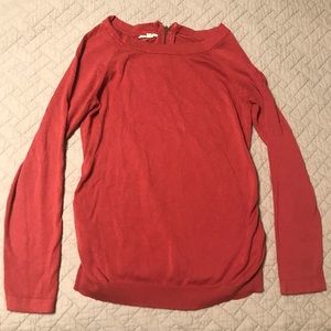 Sweater with ruched sides and back zipper